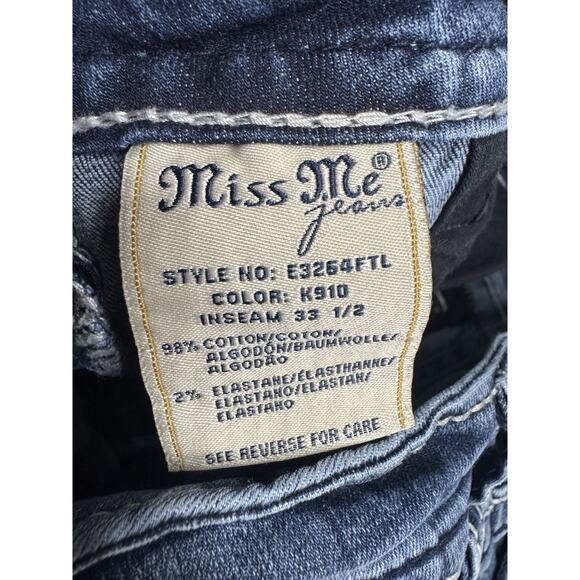 *READ* Miss Me Jeans Womens 27x33.5 Blue Low-Rise Straight Jeans Embellished - Picture 6 of 6